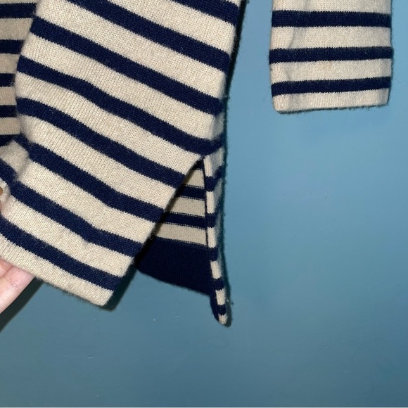 Tory Burch Striped Split Neck Cashmere Lizzie Tunic Sweater Size Medium - Picture 5 of 9